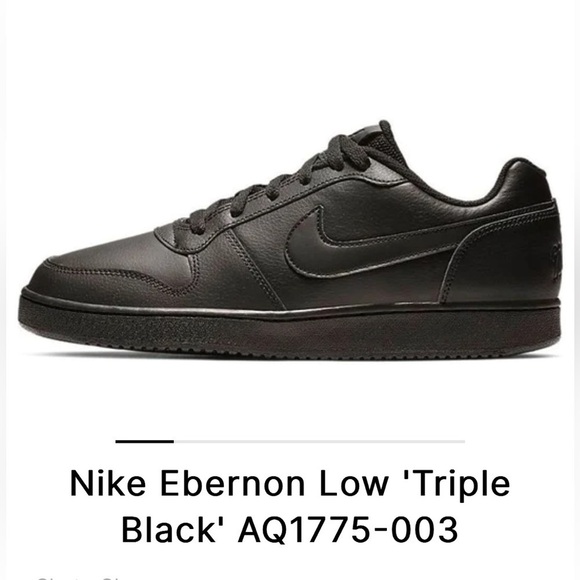 [14] Nike Men’s Ebernon Low Triple Black Sneaker Skate Shoe EUC - Picture 1 of 9